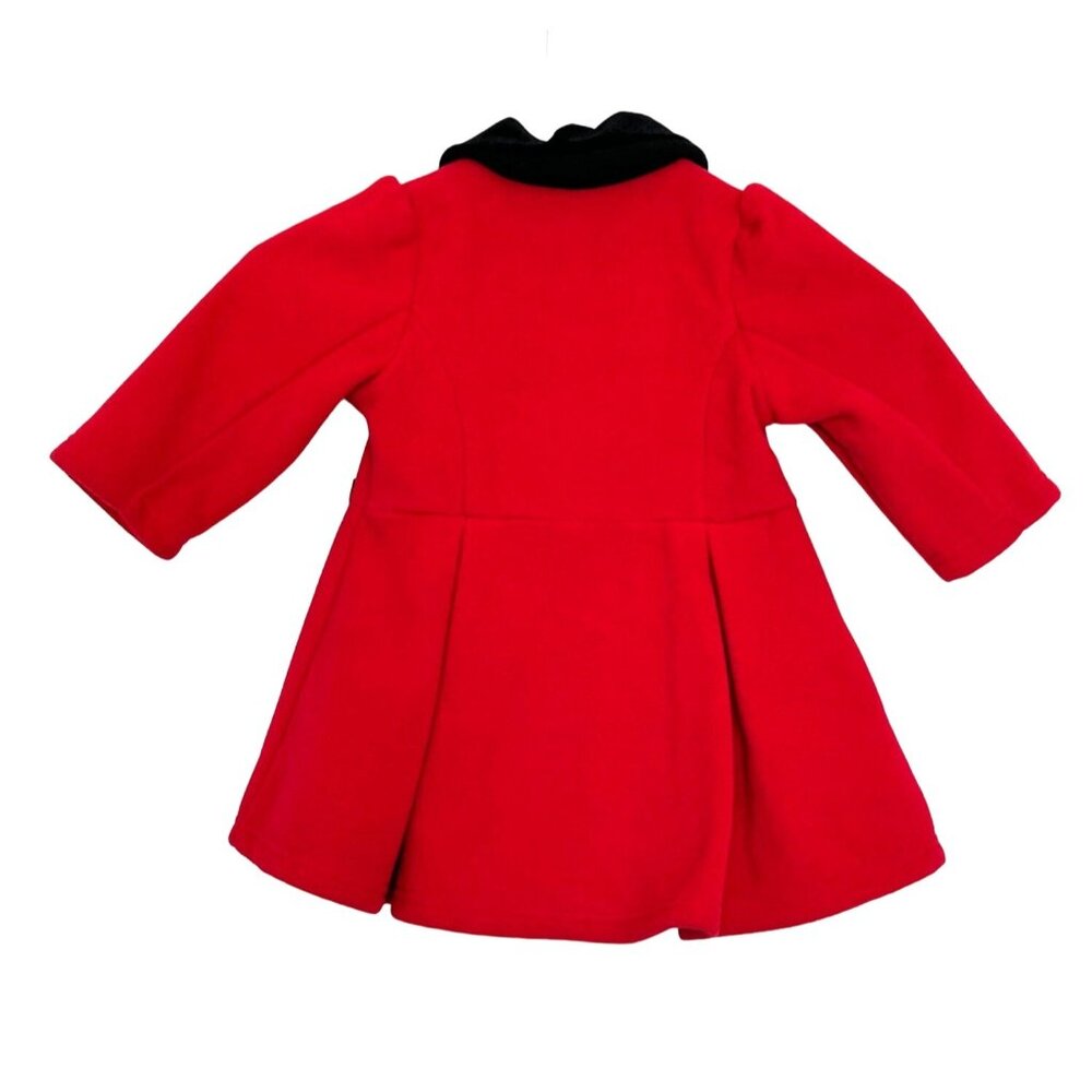 Girls Good Lad Red Double Breasted Bow Coat with Gold Buttons Velvet Collar - Picture 4 of 10